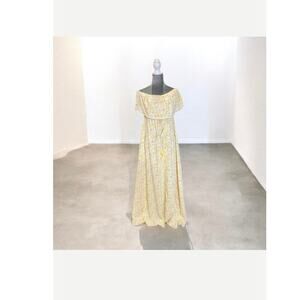 NEW BIG HIT FASHION Strapless  Floral Maxi Yellow Summer Dress Size Large